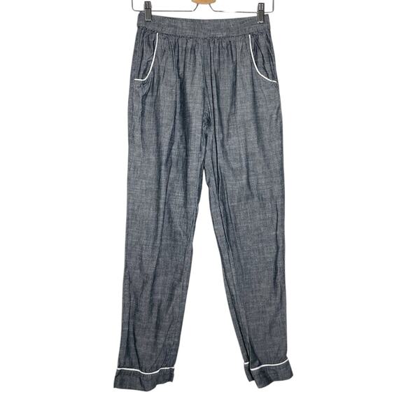 Maison Du Soir Charcoal Gray Black Cotton Lobg Sleeve Button Up Pajama Set Small - Picture 8 of 14